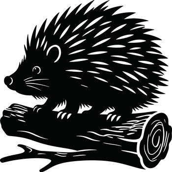 erizo silueta en un Iniciar sesión en gráfico vector
