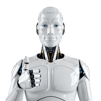 robotica ai pollici su concetto futuristico tecnologia artificiale intelligenza automazione cyborg umanoide androide su trasparente sfondo png