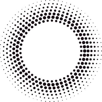Halftone dot pattern creating circular border frame vector