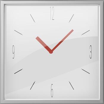 Minimalist square clock showing accurate time vector