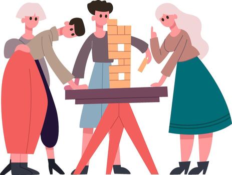 equipo jugando apilado bloquear juego demostración estrategia vector