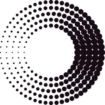 Circular halftone gradient forming a dynamic ring vector