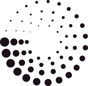 Dots creating abstract spiral pattern on white background vector