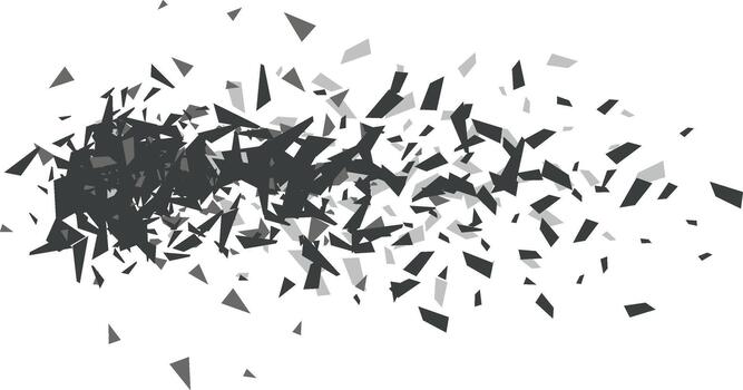 Dark geometric shapes creating explosion or disintegration effect vector