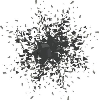 Abstract exploding particles creating shattering destruction effect vector