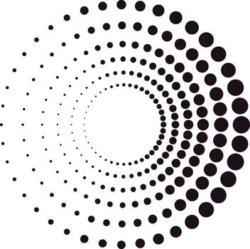 Abstract black dots forming a dynamic spiral pattern vector