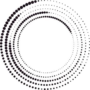 Abstract black dots creating dynamic radial spiral pattern vector