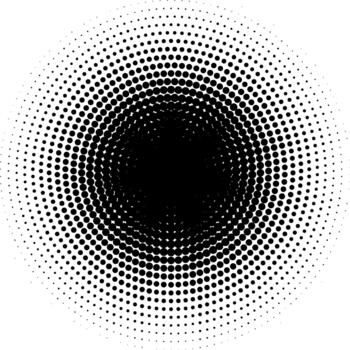 Radial halftone pattern creating abstract design element vector
