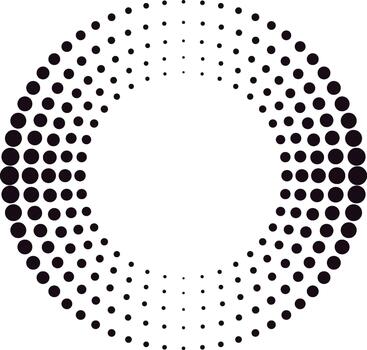 Dotted circular halftone pattern creating radial gradient vector