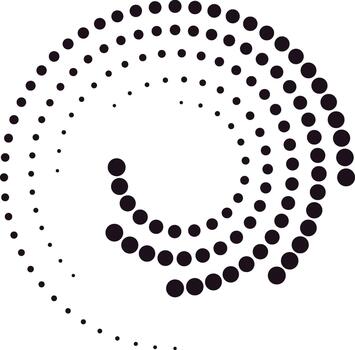 Dots creating dynamic swirling spiral pattern design vector