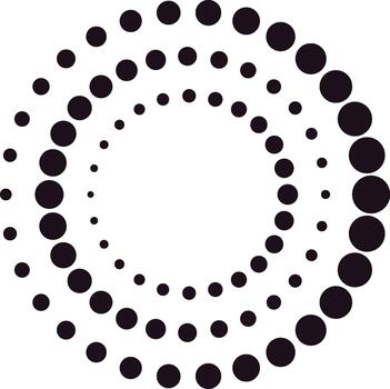 Dots forming circular spiral pattern increasing size vector