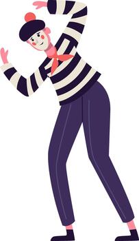 Mime artist performing invisible wall illusion act vector