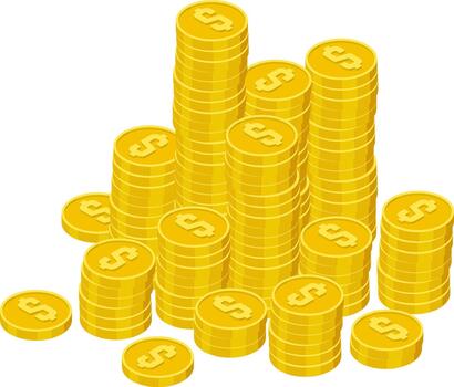 Stacking gold dollar coins showing financial growth and savings vector