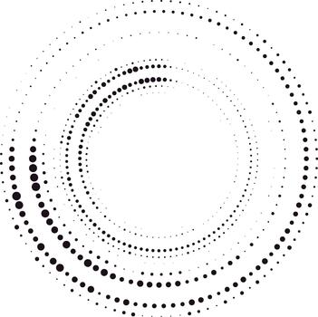 Radial black dots creating dynamic spiral design vector