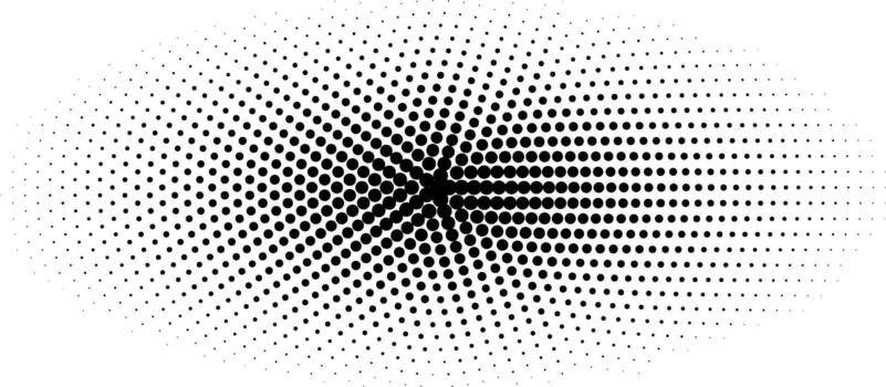 Black dots creating radial halftone screen pattern vector