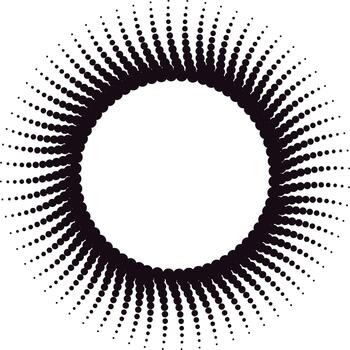 Halftone dot pattern creating radiating sunburst effect vector