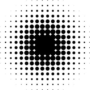 Radial halftone dots pattern expanding from center vector
