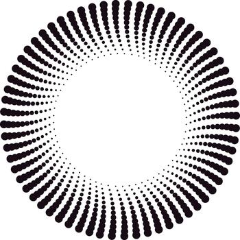 Abstract radial dot pattern creating dynamic flow frame vector