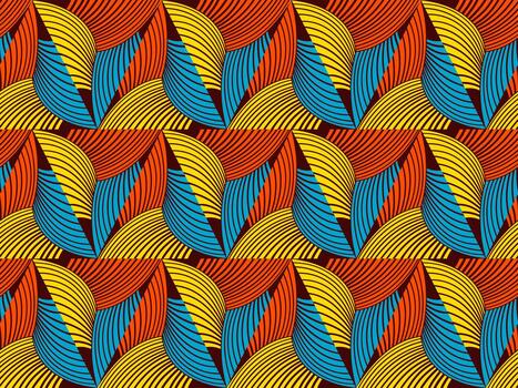 African wax print style pattern with colorful abstract shapes vector