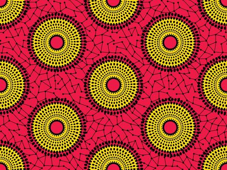 African wax print pattern with colorful repeating circles vector