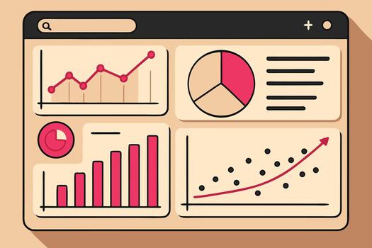 Online Analytics and Reporting Dashboard vector