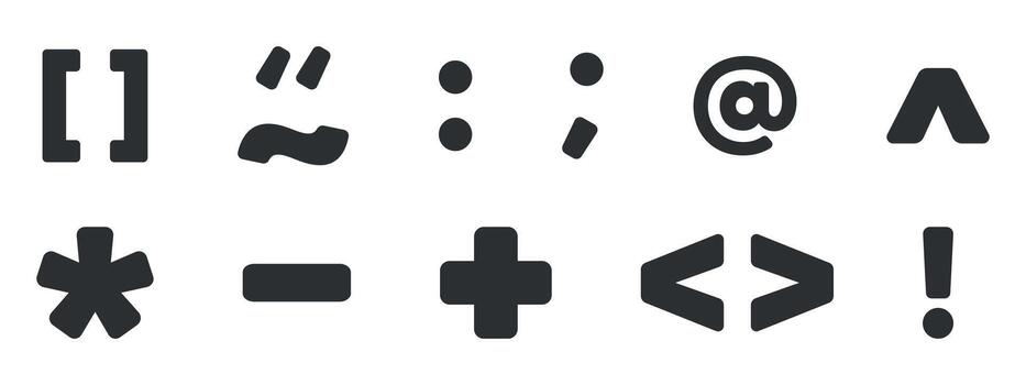 Set of Punctuation Marks Symbols for Mathematical Operations and Text Formatting with Clean Composition Isolated on White Background vector