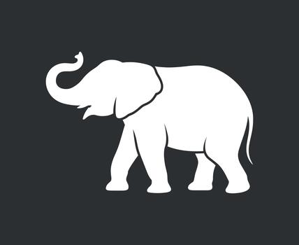 An elephant is shown in a flat design on a dark background vector