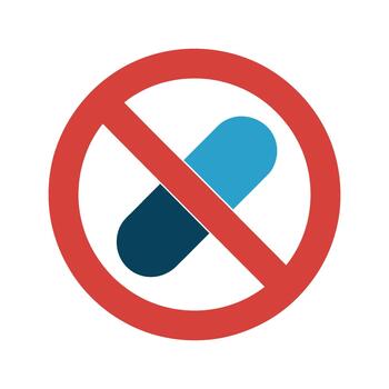 Prohibition Sign Against Capsule Pill Use Symbolizing Restrictions on Medication Drug Consumption Isolated on Transparent Background vector
