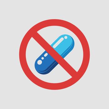 Prohibition Sign Against Capsule Pill Use Symbolizing Restrictions on Medication and Drug Consumption Isolated on Grey Background vector