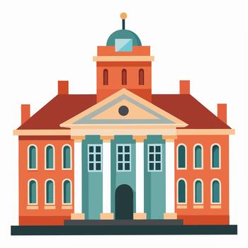 Building with white columns. Isolated illustration on white background vector