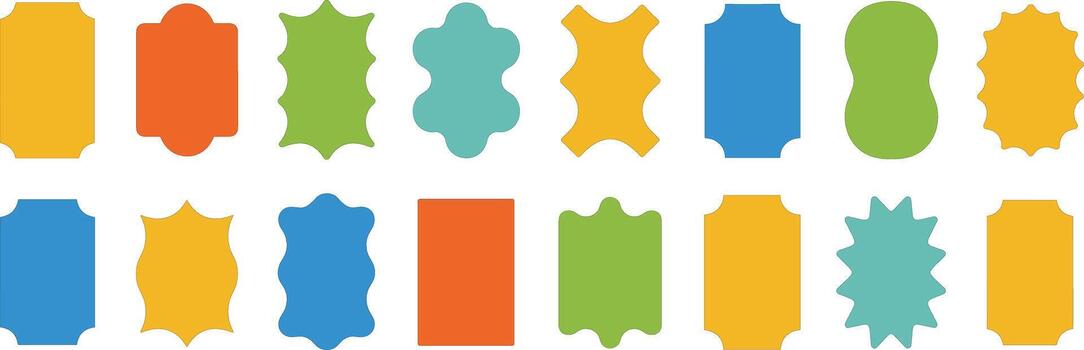 Collection of colorful abstract shapes and frames on white background vector