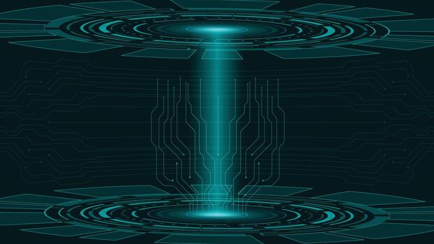 Futuristic digital technology background with glowing teal circuit lines, data flow, and sci fi interface design, perfect for innovation, AI, cyber, and tech themed concepts. vector