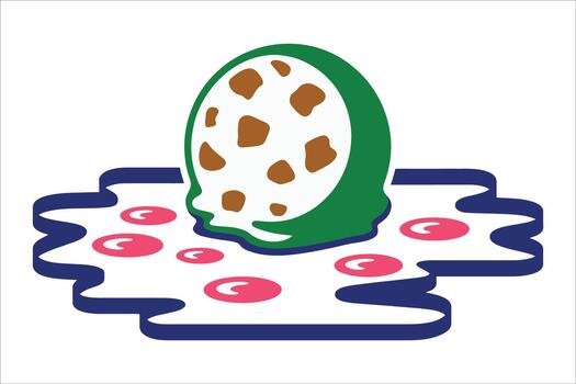 Playful blob character with abstract colorful elements, vibrant and fun design vector