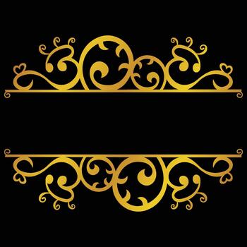 Elegant golden frame with space for text on a black background design vector