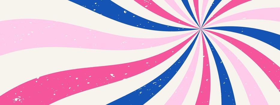 Swirl retro sunburst background. Groovy wave spiral ray design. Retro bg with grunge texture. vector