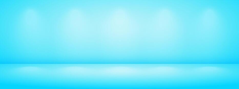 Blue studio background with light shadow. Limbo bg for product presentation. Modern banner with empty space for advertising text. illustration. vector