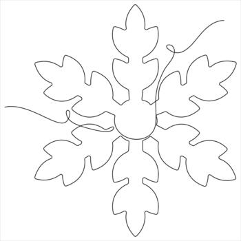 Continuous single line art drawing of christmas snowflake winter snow and cold symbol in simple linear outline style illustration vector