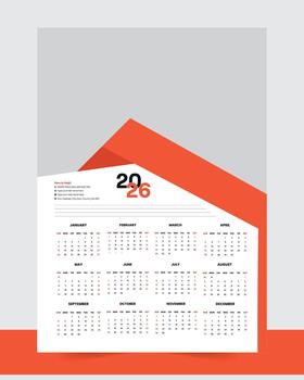 A wall calendar design template for 2026 with simple shapes vector