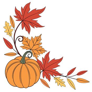 otoño hojas y un calabaza desplegado en un blanco fondo para un Copiar espacio vector