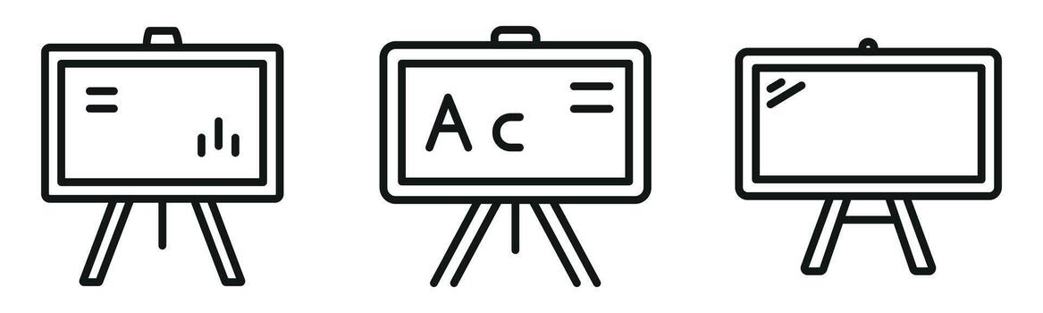 Blackboard Icon Set Outline and Minimal Education Symbols for Teaching, Learning, and Classroom Design vector