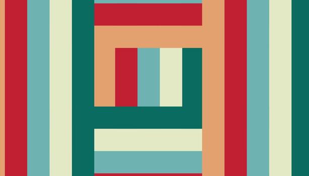 Retro geometric pattern with vertical stripes in warm and cool tones vector