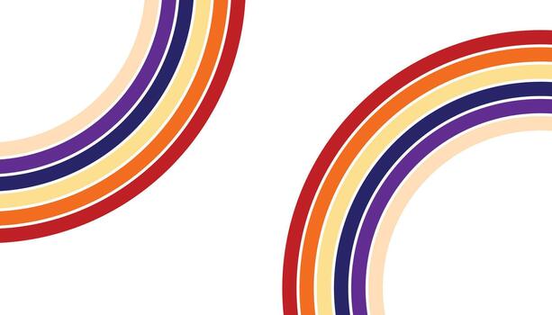 Abstract rainbow arcs with warm colors on a white background vector