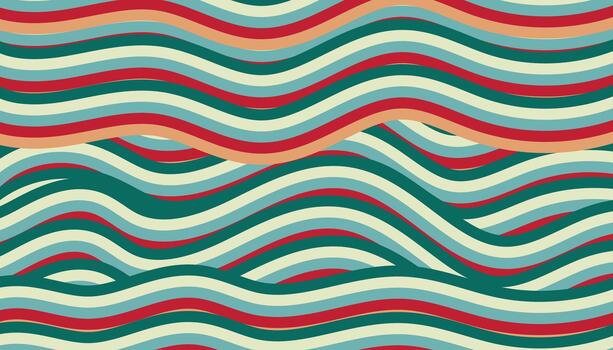 resumen ondulado líneas modelo en rojo verde azulado y crema colores vector