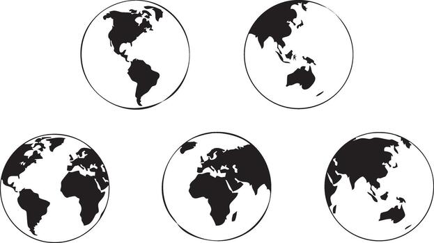 World Globe with Different Continents Showing vector