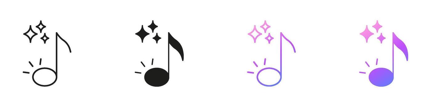 AI Music Note Icons for Artificial Intelligence Sound, Audio Recognition and Creative Media Icon Set. AI Music Technology and Innovation Symbol Collection. Isolated Illustration vector