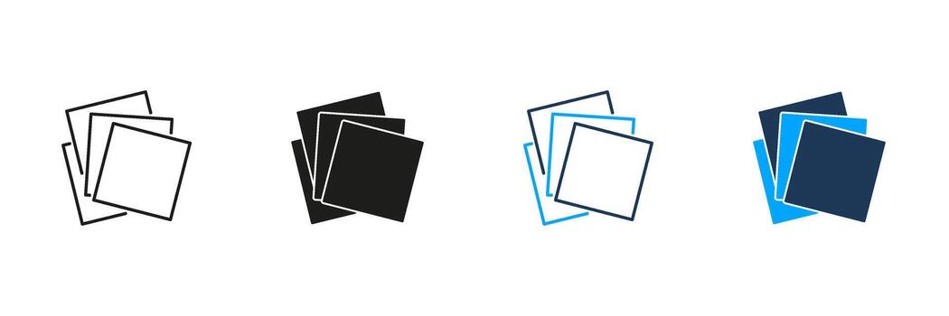 Stacked Documents Line And Solid Icon Set. File Organization, Document Management, And Paperwork Handling Symbol Collection. Office And Administrative Tasks. Isolated Illustration vector