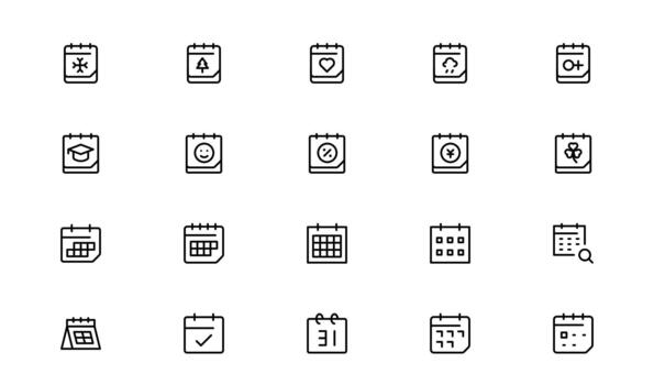 Calendar and Schedule Line Icon Set Featuring Modern Minimal Schedule Symbols and Time Management Elements for Clean and Unique Designs vector
