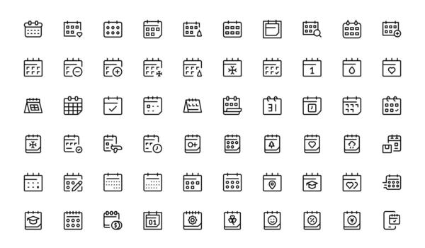 Professional Calendar and Schedule Line Icon Library with Simple Time Management and Planning Design Elements vector