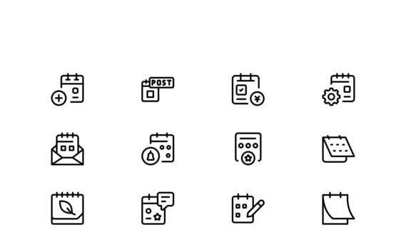 Elegant Calendar and Schedule Line Icon Collection Designed for Clean, Minimal, and Well-Organized Projects vector