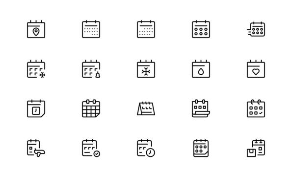 Calendar and Schedule Elegant Calendar and Schedule Line Icon Collection Designed for Clean, Minimal, and Well-Organized Projects vector